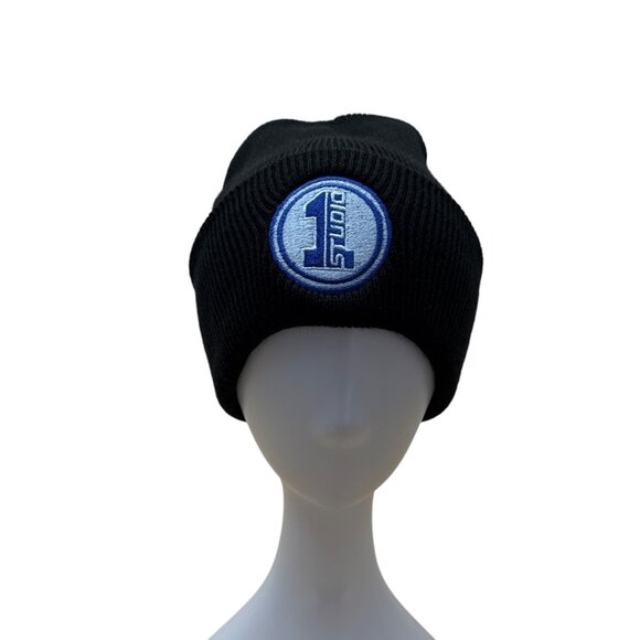 Carhartt Black Knit Cuffed Beanie Hat With Embroidered Logos - New - Picture 1 of 10